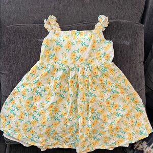 btween Yellow and White Floral Kids Dress